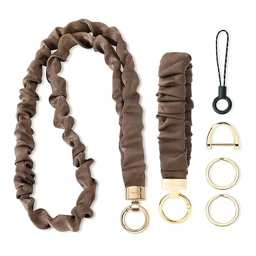 2 Pcs Retractable Scrunchie Lanyard & Keychain Wristlet, Cute Key