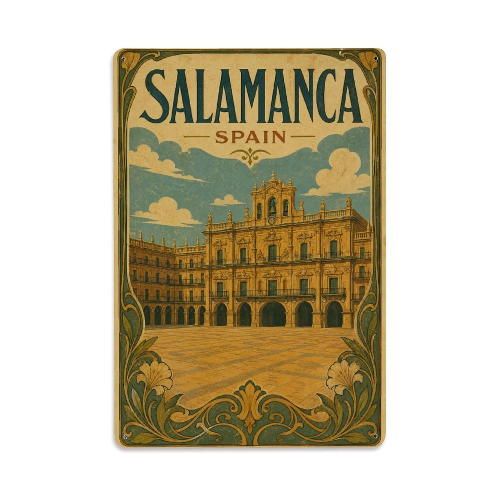 Vintage Travel Spain Salamanca Metal Tin Sign Plaque Wall Decor for Cafe, Club Bar, Office, Garden Metal Poster 8x12Inch