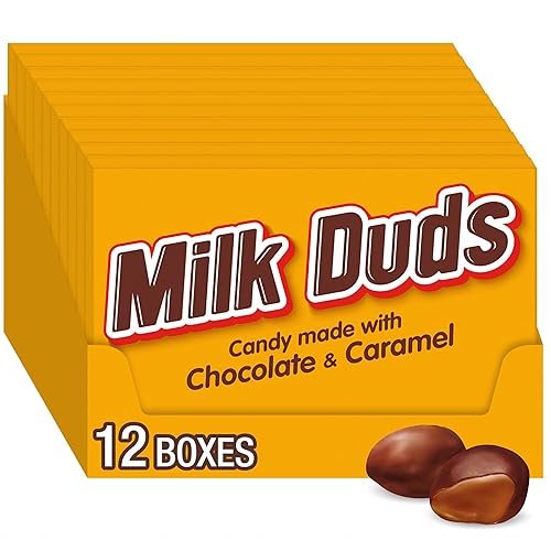 MILK DUDS Chocolate and Caramel Candy Boxes, 5 oz (12 Count) - Chocolate and Caramel - 5 Ounce (Pack of 12)