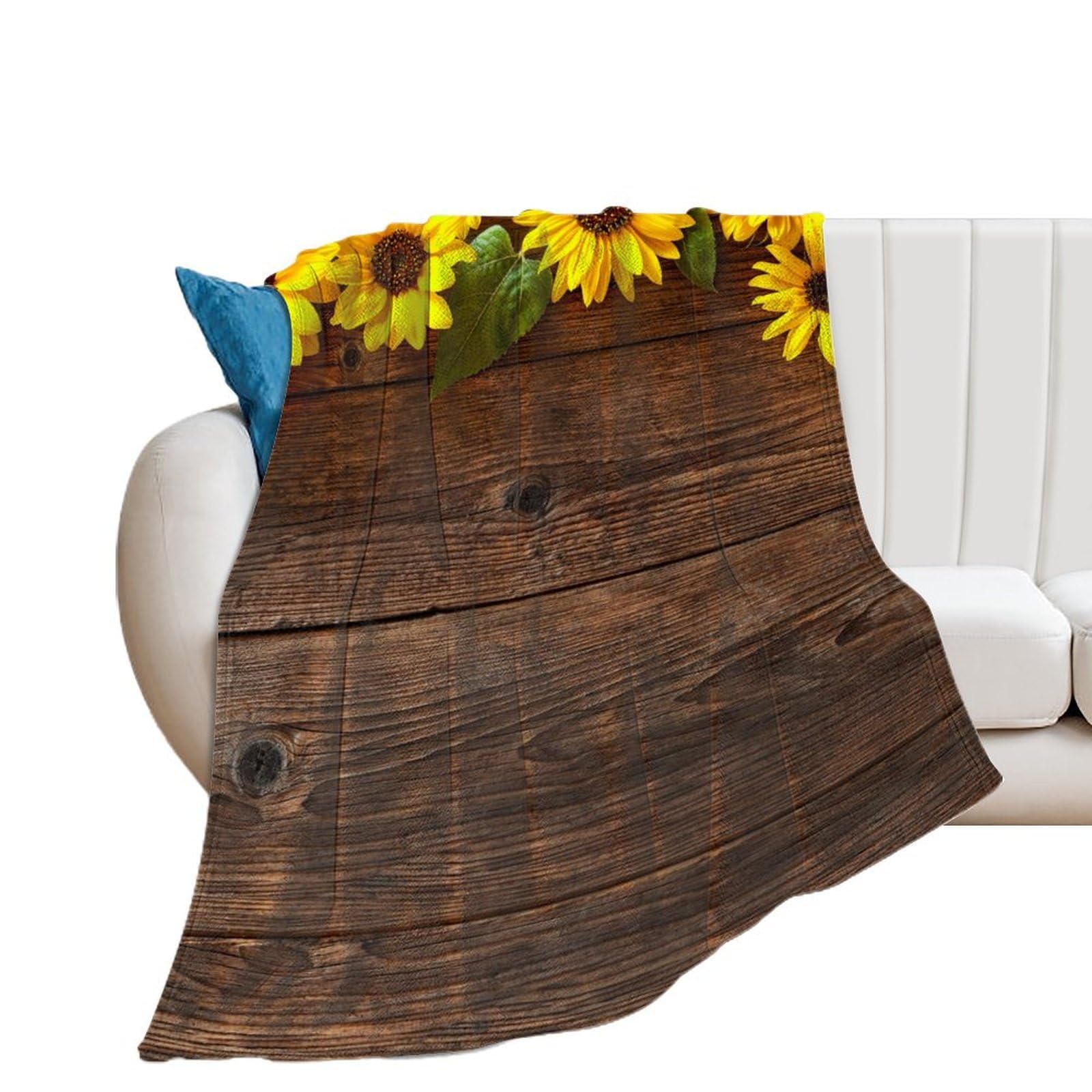 Couverture polaire tournesol douce pour cocooning sur le canapé du salon