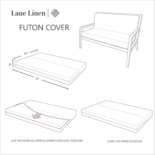 Miniatura 7 de LANE LINEN Fundas de futón tamaño matrimonial, fundas de futón 100 % algodón, funda de colchón de futón para sofá cama futón, funda plegable sin