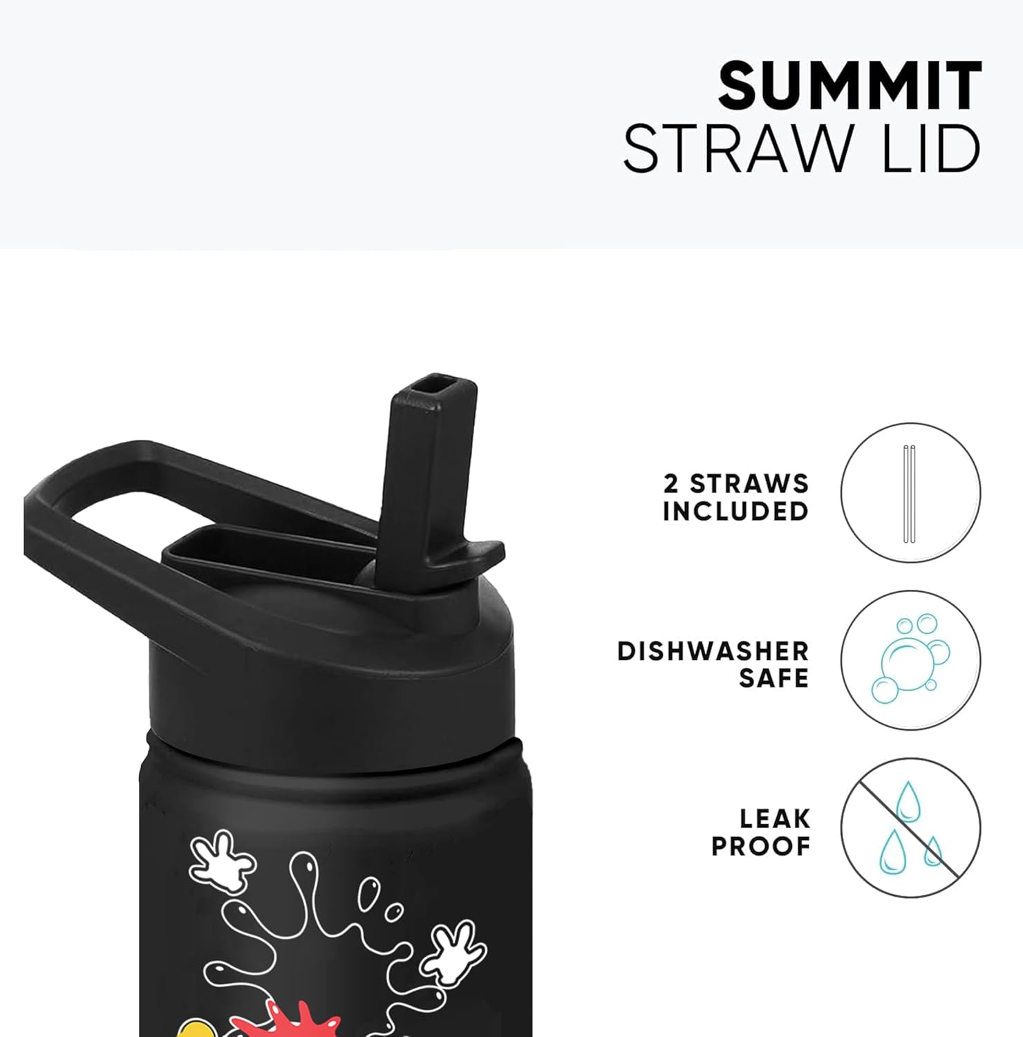 18 Oz Cartoon Mouse Water Bottle with Straw & Lid, Insulated Stainless Steel Cup Keep Drinks Cold & Hot, Leak Proof Double Wall Water Bottle Gifts for Kids Boys Girls for School, Travel, Sports - Image 3