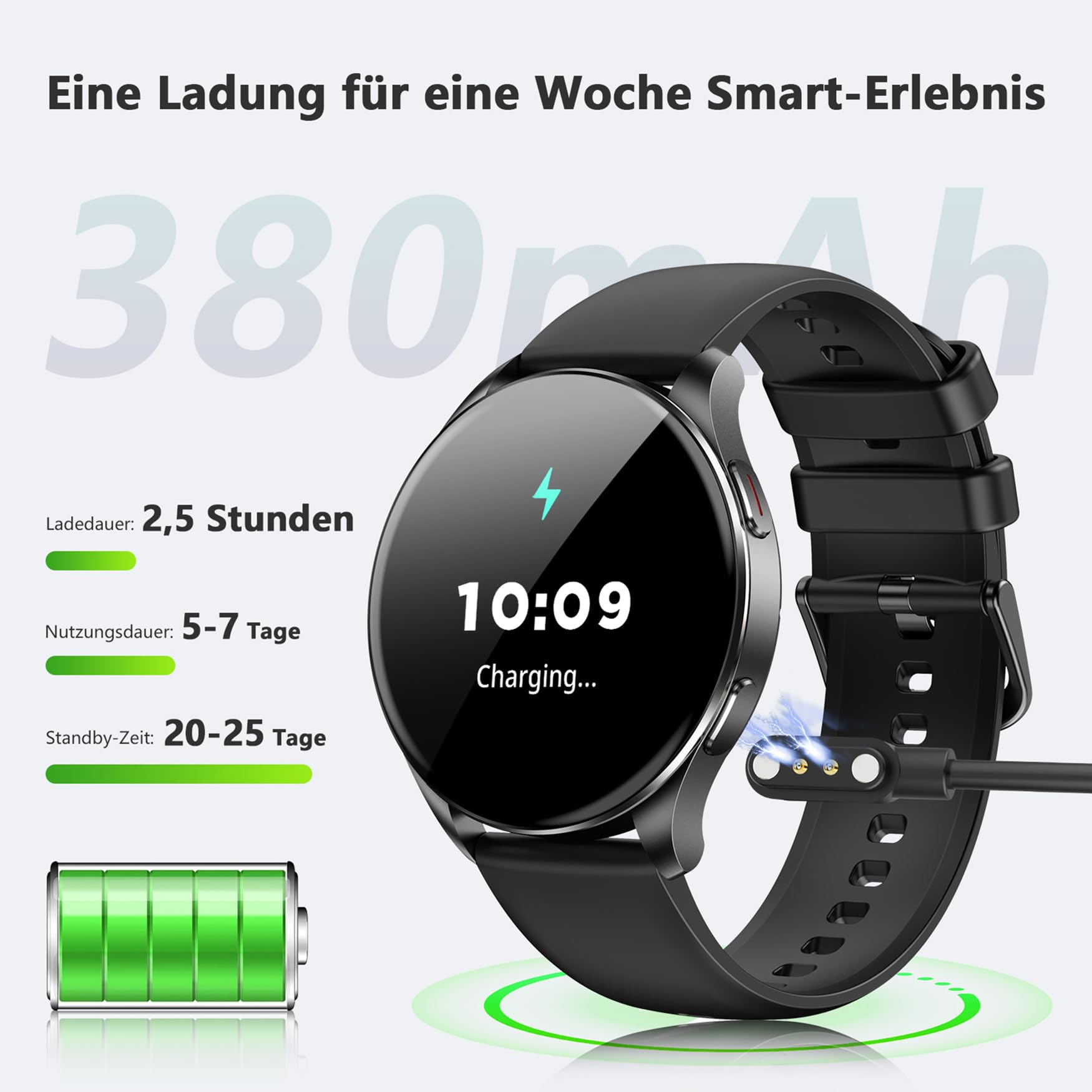 Blackview Smartwatch Herren Damen, AMOLED-Bildschirm, Virtuelle Always-On-Uhr, tätigen/empfangen, Sportuhr mit Puls-Schlaf-SpO2-Schritte-Kalorien-Kilometer, 2 Armbänder (Silikon/Nylon),für Android iOS