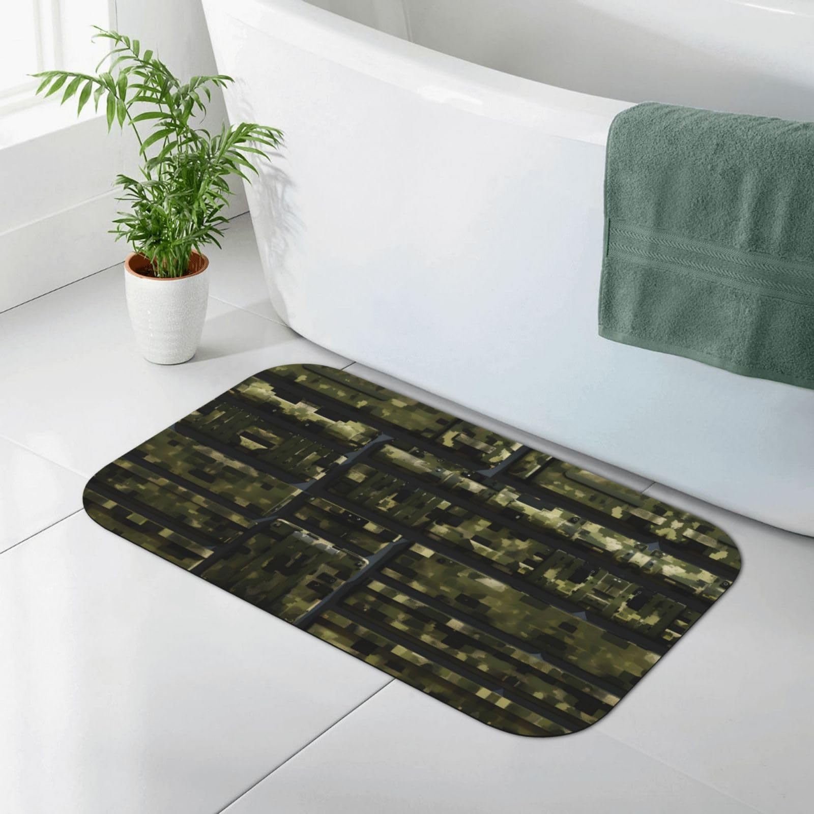 Tapis de bain en terre de diatomée camouflage armée 50x80 cm