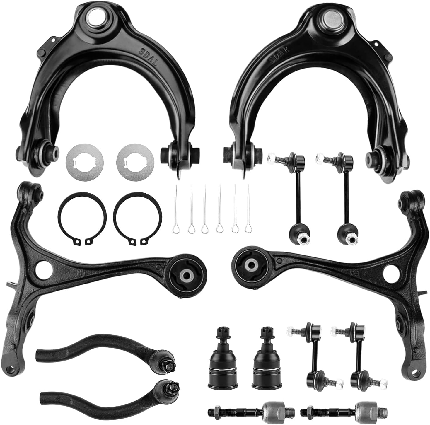 Torchbeam 14pcs Front Upper Lower Control Arms, Suspension Kit with Ball Joint Tie Rod End Sway Bar Link for Accord 2003-2007, TSX 2004-2008, Replace for K620616 K620617