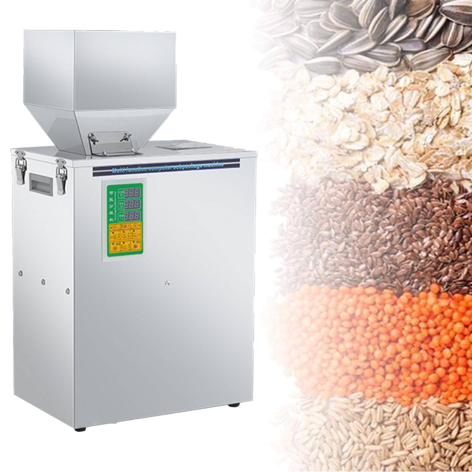 Oiyekntd Particle Powder Filling Machine, 500/999g Particle Filling Machine Intelligent Weighing Filling Machine Automatic Powder Filler for Tea Seeds Grains Powder Foot Pedal Control 500g