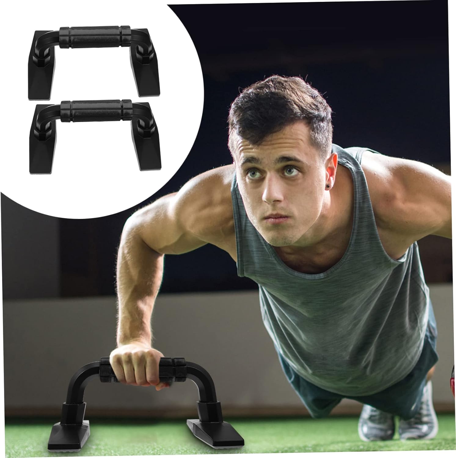 Mikinona 2Pcs Bars with Slip Handles and Stable Base Wrist Friendly Home Workout Pushup Stands for Strength Training and Bodybuilding Exercises