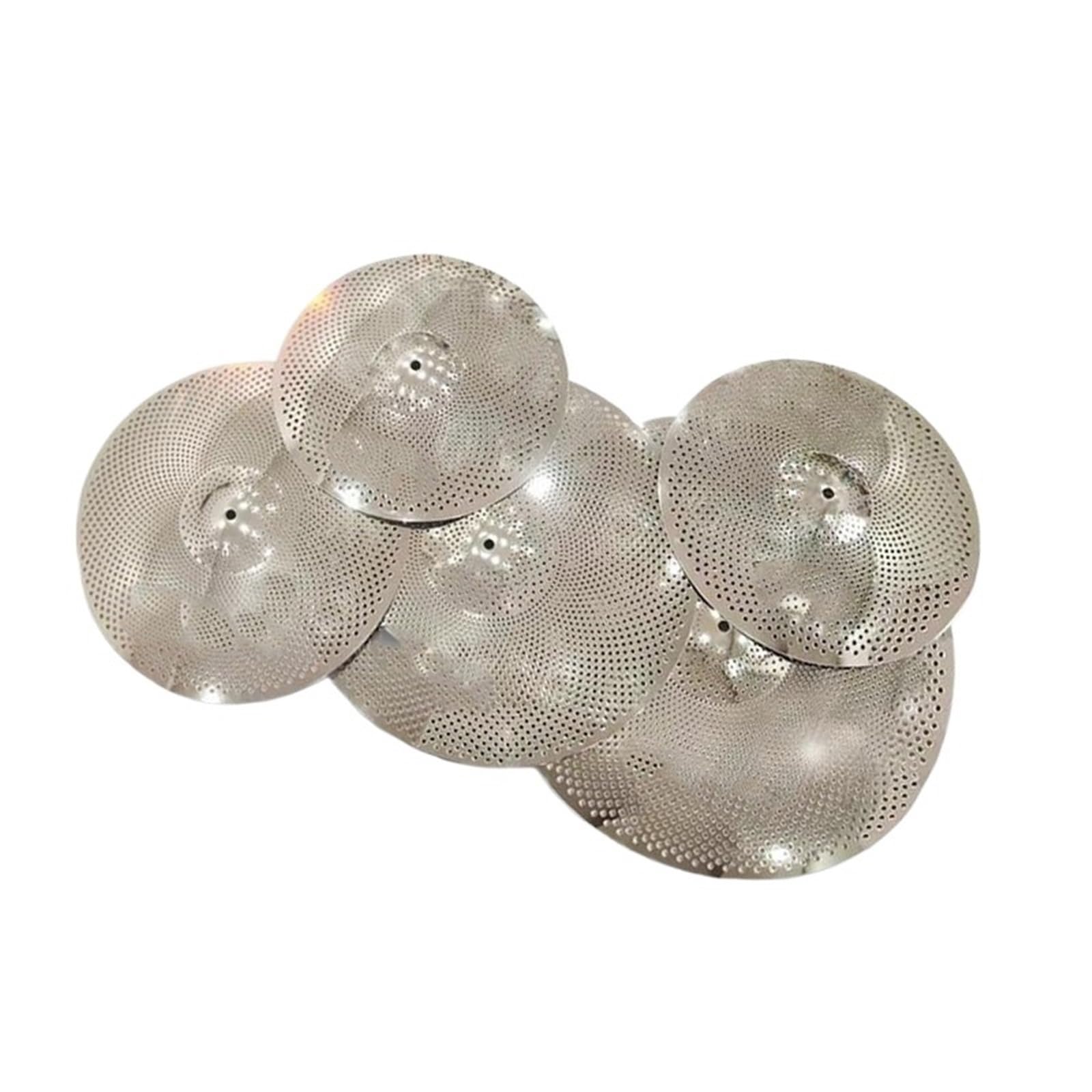 Set di piatti per batteria Piatto Silenzioso A Basso Suono In Argento Lucido 5 Pezzi Materiale In Lega 14" 16" 18" 20"