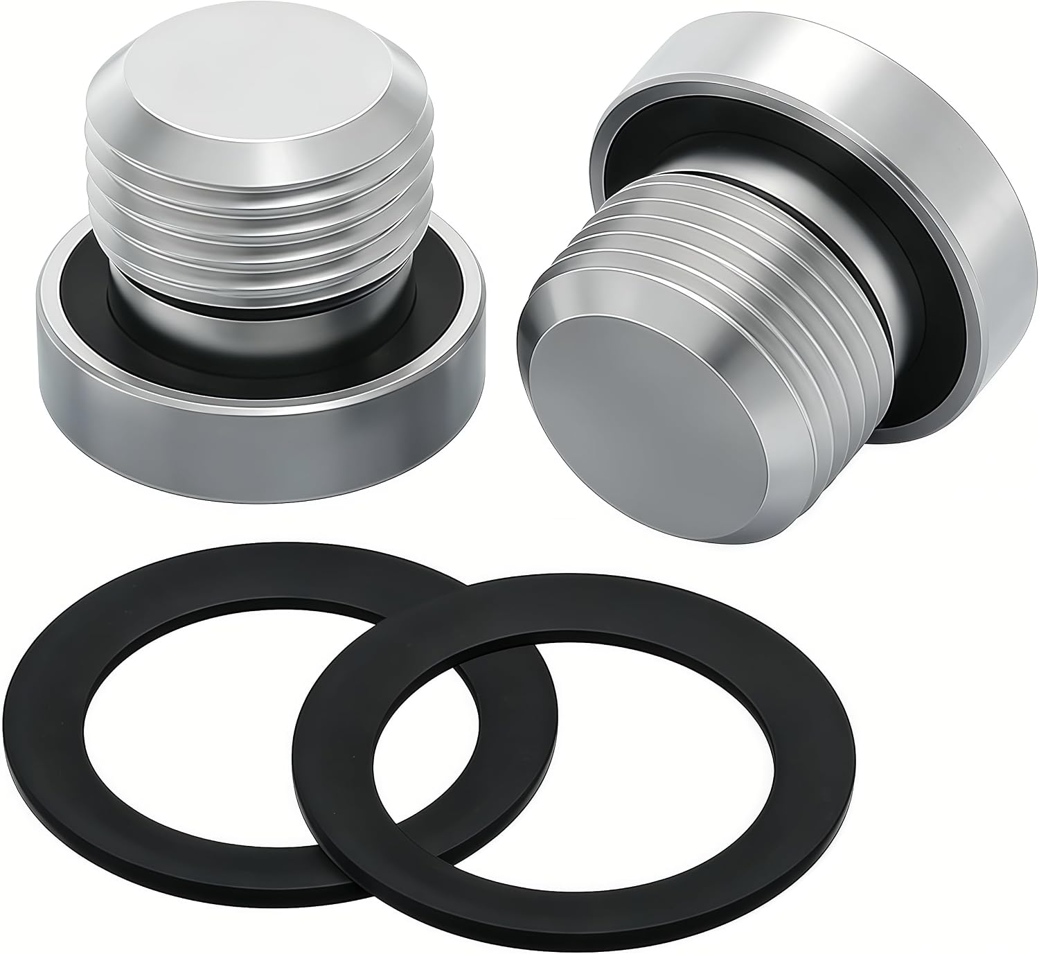 M22 x 1.5 Stainless Steel 304 Slim Round Head Allen Key Slotted Plug with O-Ring for O2 Oxygen Sensor or Oil Drain, Pack of 2