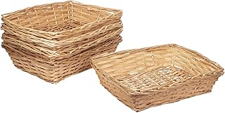 Ehc 5 X Wicker Wood Natural Gift Basket Storage Hamper Display Tray, 37.5 (L) X 27.5 (W) X 7.5 (H) cm