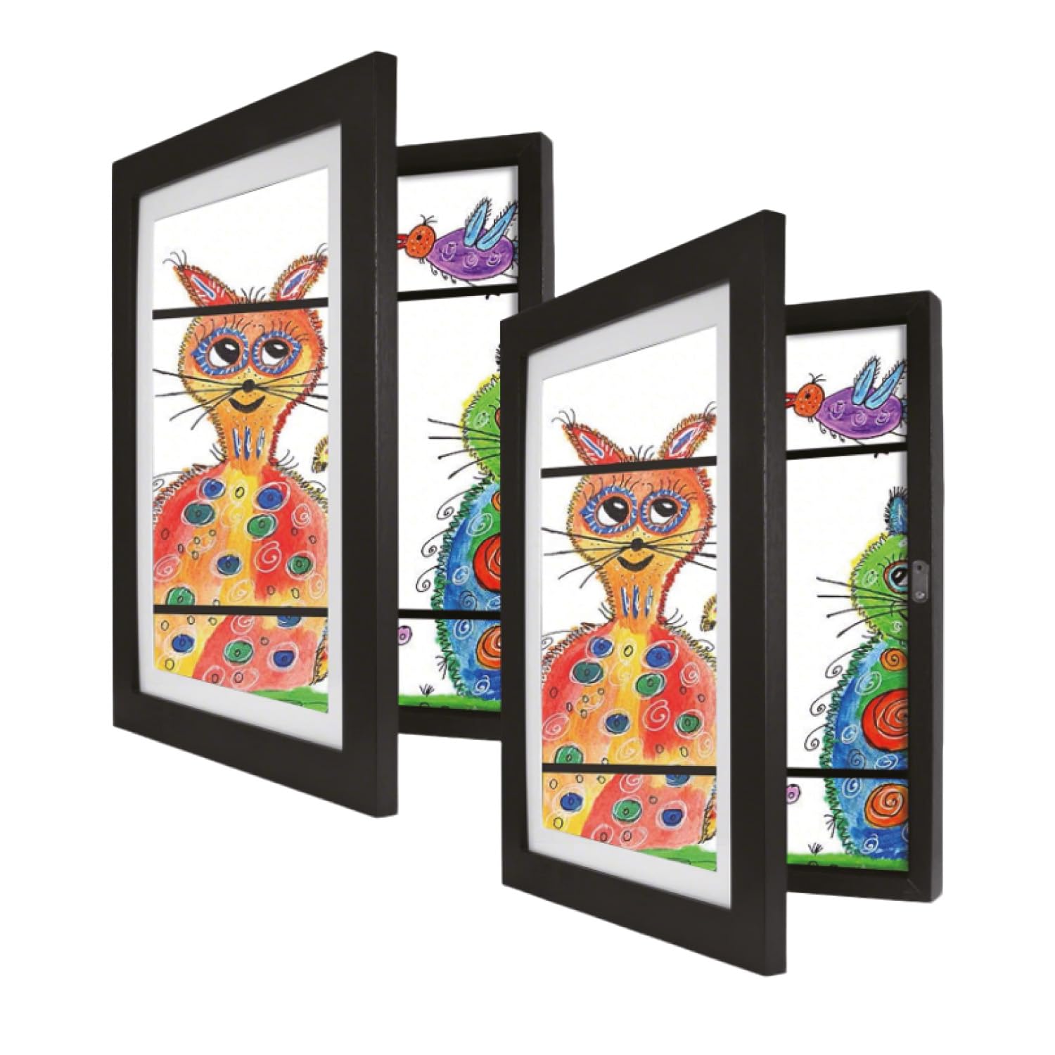 Cadres A4 noirs design moderne pour exposer les dessins des enfants dans le salon
