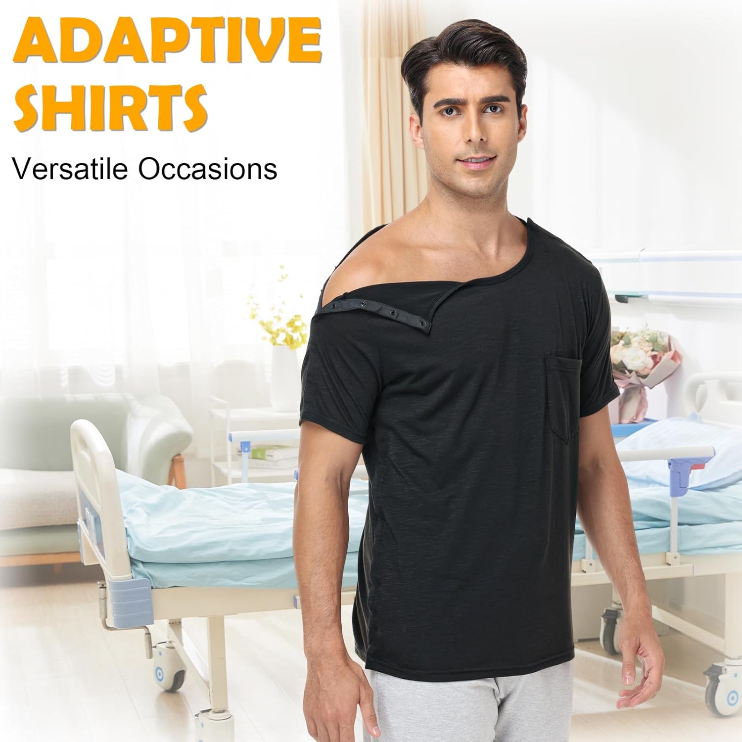 CASMON Post Shoulder Surgery Shirts for Women, After Rotator Cuff Tear Away Full Open Side Snap Adaptive Clothing Unisex - Image 6