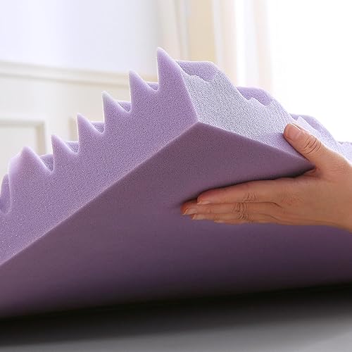 Miniatura 49 de MUXHOMO 2 Inch 7-Zone Queen Mattress Topper, Egg Crate Foam Mattress Topper Queen Size for Back Pain, Lavender Cooling Gel Infused Bed Pad