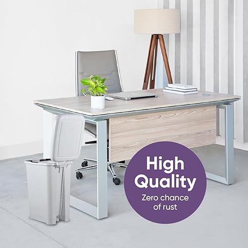 Miniatura 4 de Superio Cubo de basura de plástico con pedal delgado para debajo del escritorio oficina dormitorio baño cocina gris suave 25 galones