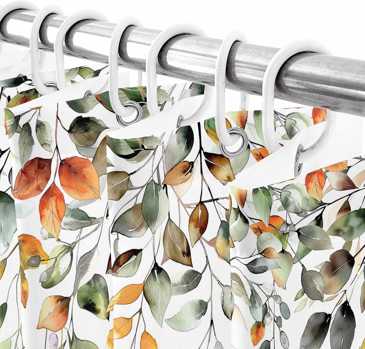Fall Shower Curtain Sage Green Pumpkin Bathroom Curtains with Hooks, Waterproof Polyester Fabric Autumn Maple Leaves Harvest Thanksgiving Shower Curtains Set for Bathroom Bathtubs Holiday Decor 72x72