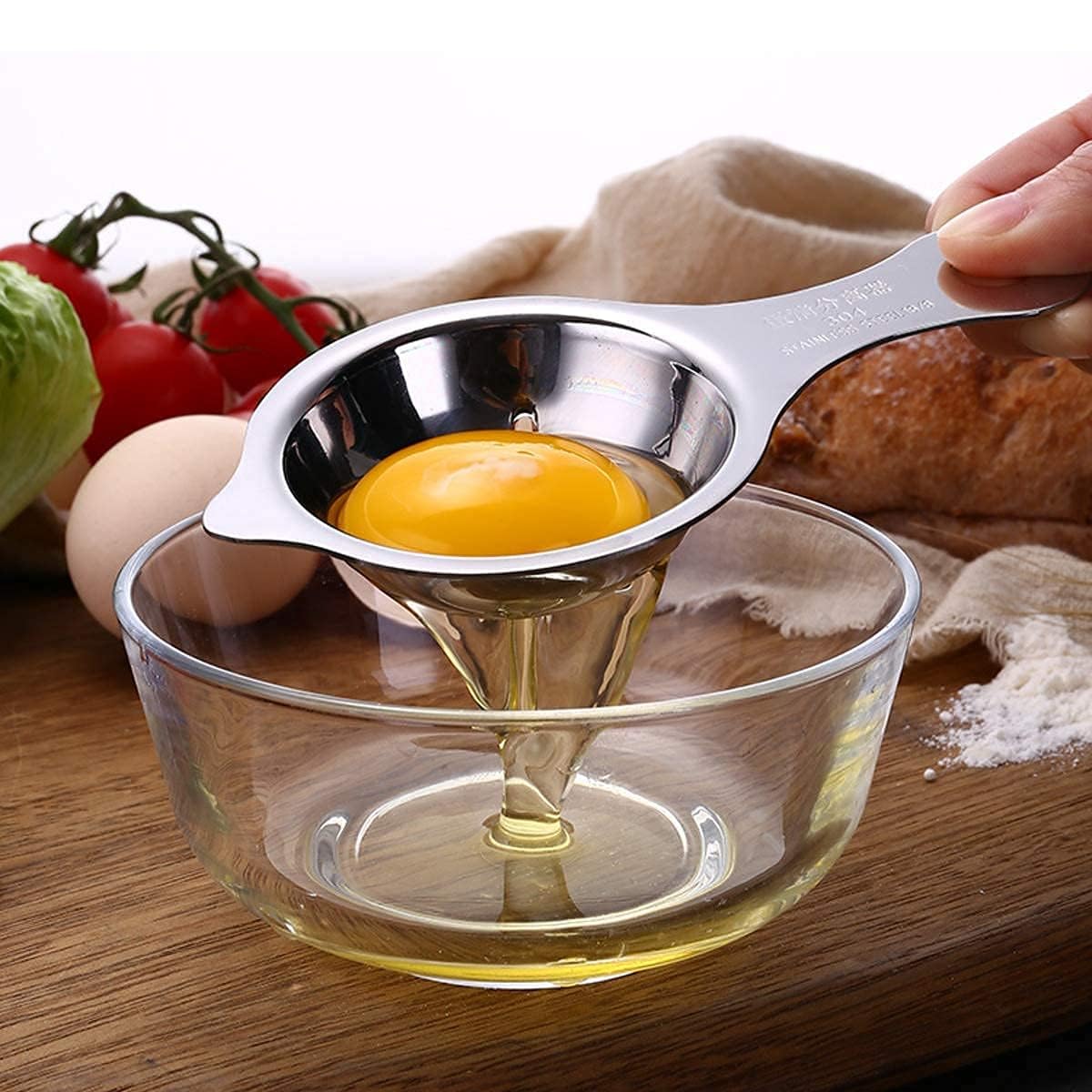 Netram Store 304 Stainless Steel Egg Yolk Separator Divider Spoon Professional Tool for Baking Cake Custards Mayonnaise and More (1 Pcs, Silver) 4