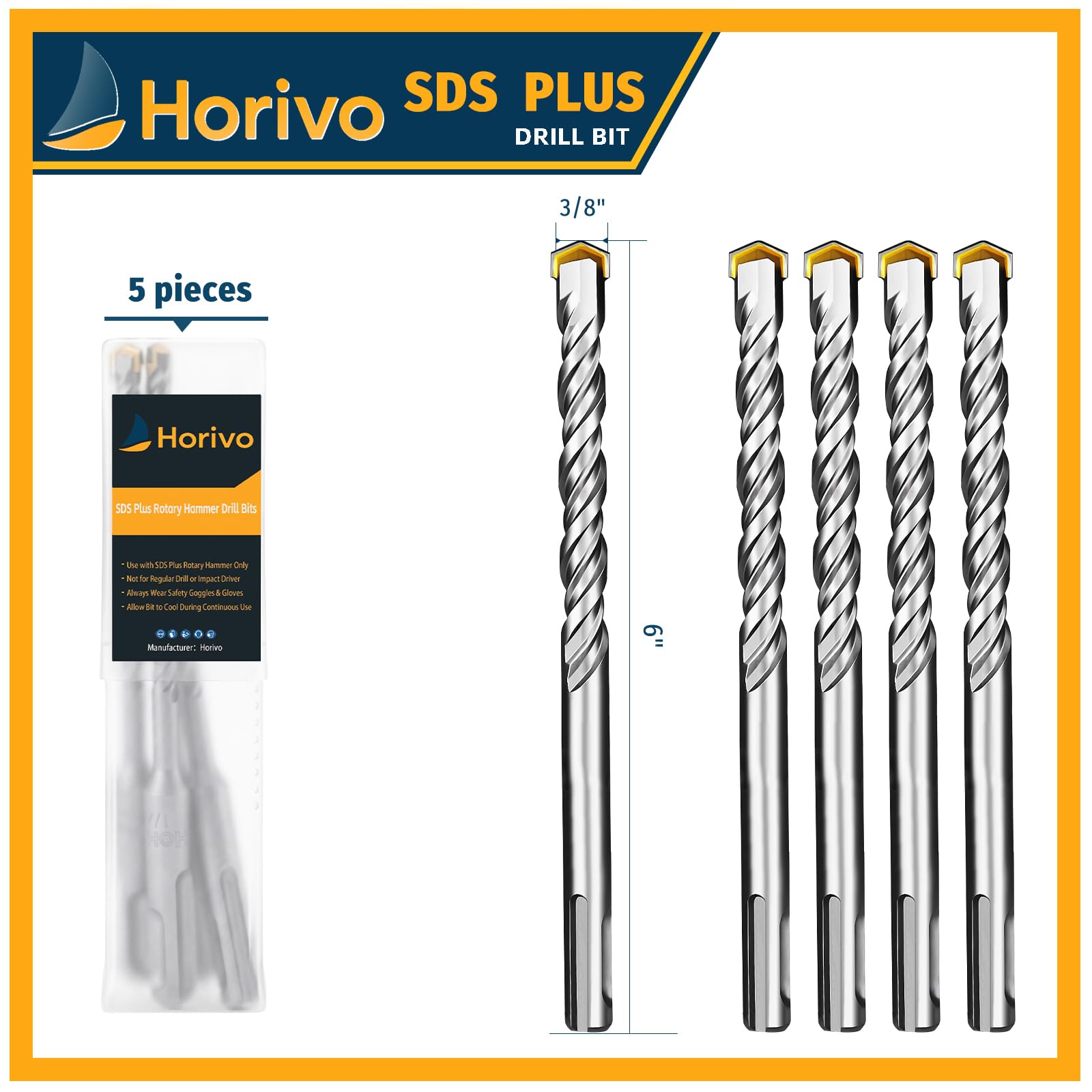 Heavy Duty Carbide Concrete Drill Bits - 5 Pack -6 Heavy Duty Carbide Concrete Drill Bits - 5 Pack -6