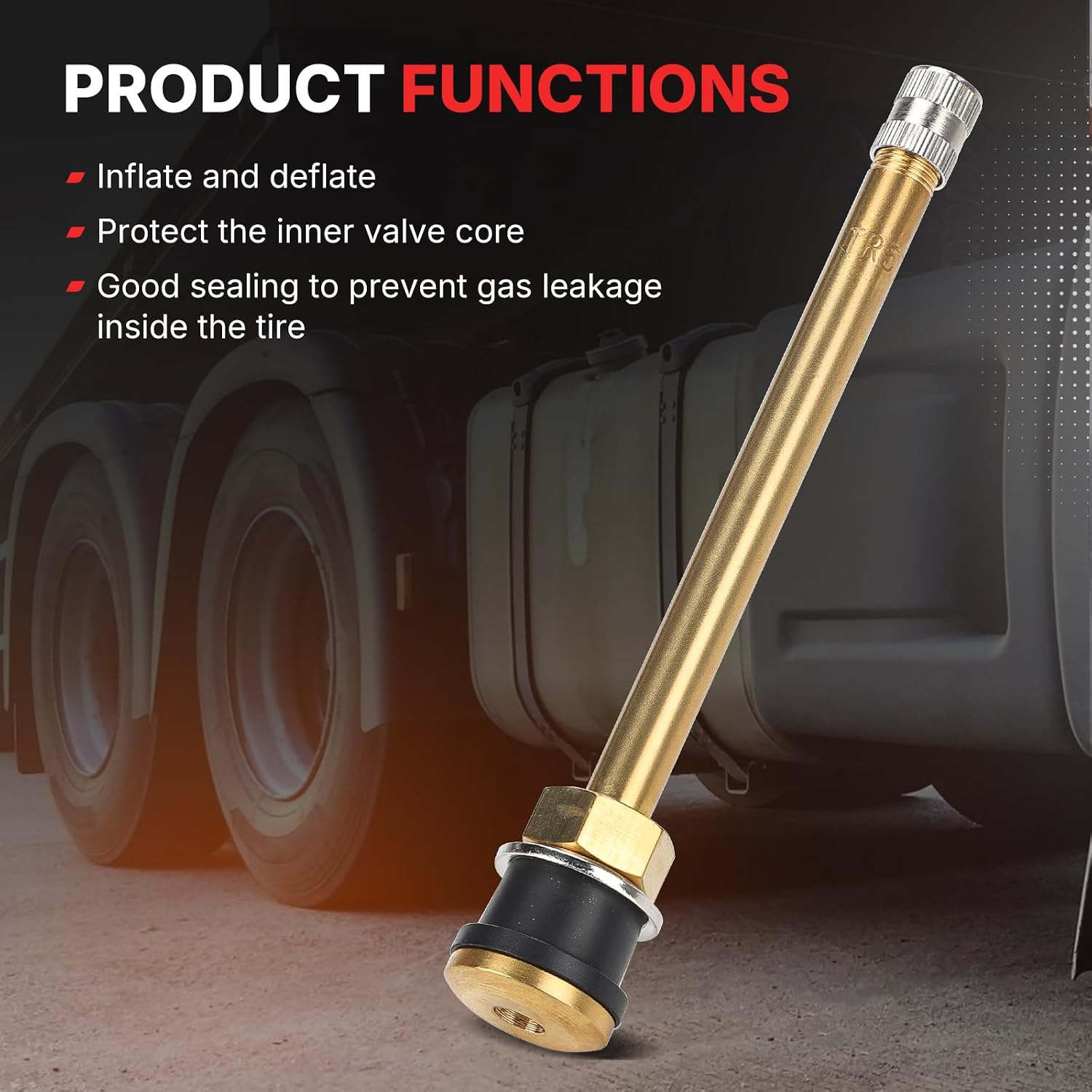 TR573 Truck Valve Stems, Brass Commercial 4-3/8 for Rim Φ. 625",for Truck and Bus Tires Replacement Replace# TR573（Pack of 10）