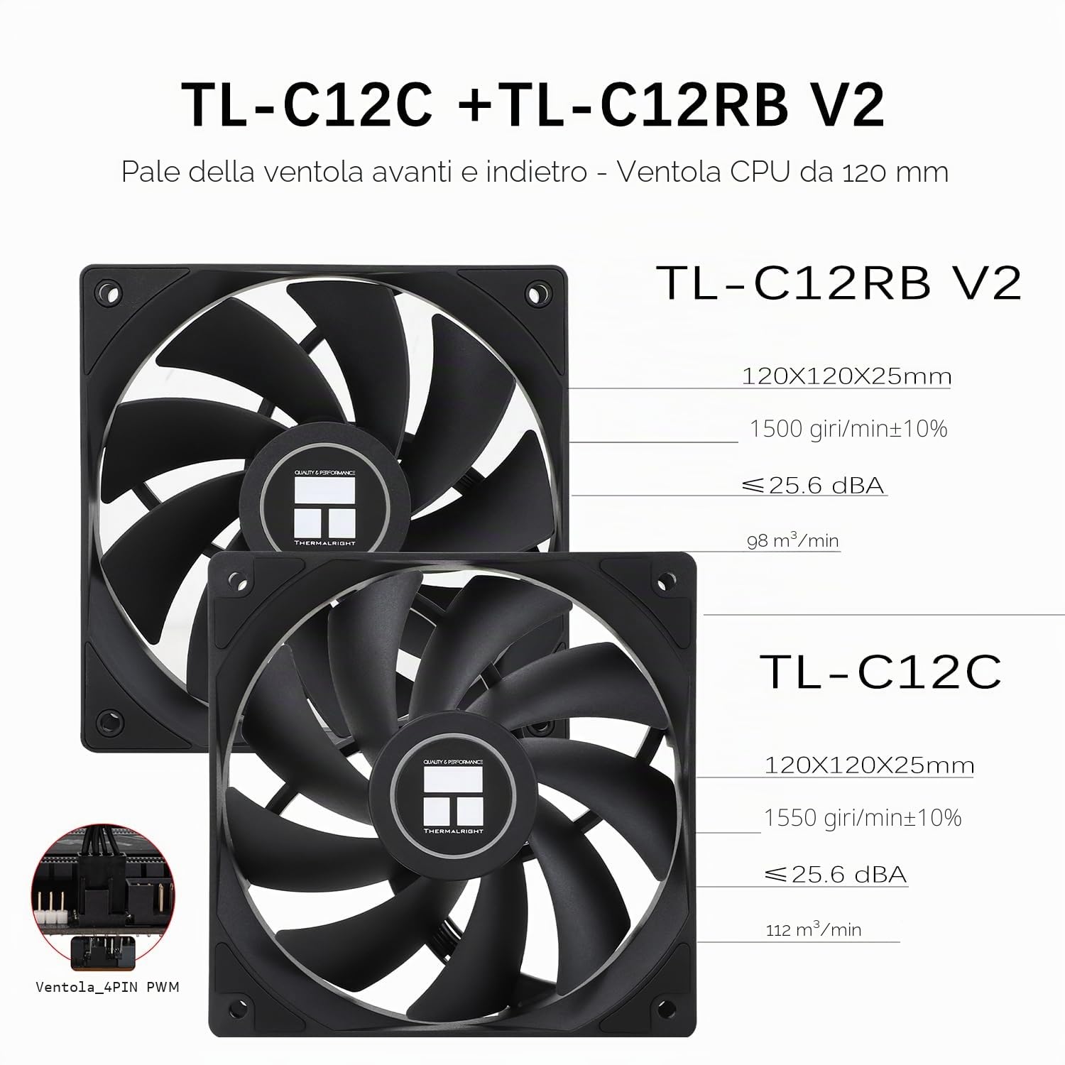TR-Thermalright Assassin X 120R SE Plus Dissipatore CPU - 4 tubi di calore, doppie ventole silenziose da 120mm, per AMD AM4 AM5, Intel LGA1851/1700/115x/1200, dissipatore PC
