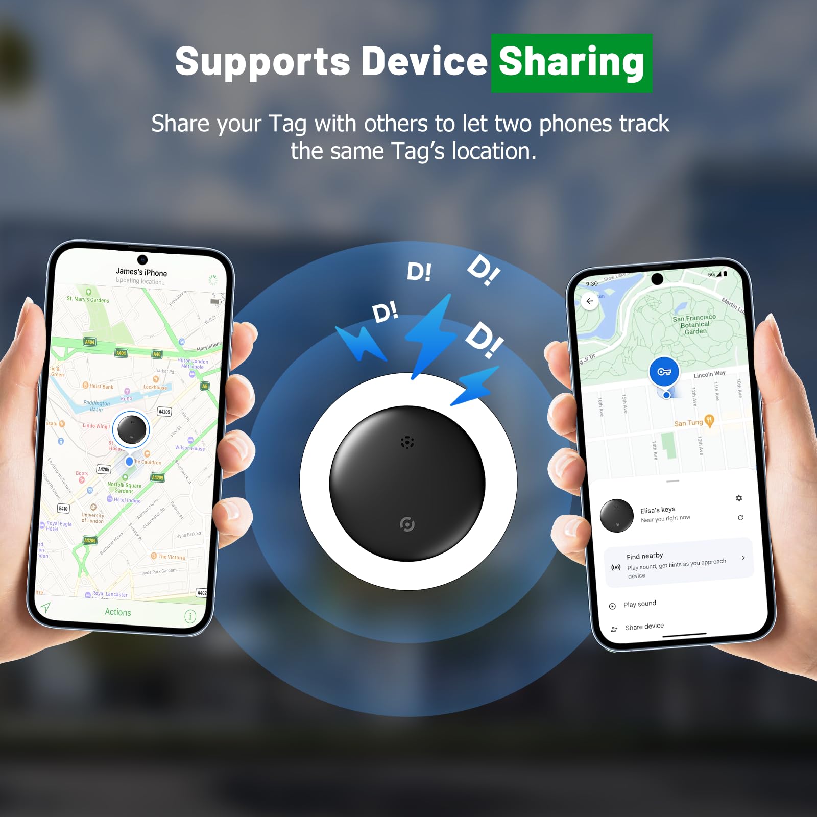 Tracker Auto kompatibel mitGoogle Find My App,GPS-Tracker,Auto-GPS Tracker,Mini Car Locator Tag für Fahrzeuge & Gepäck,Kein ABO,Keine SIM,Echtzeit Ortung,Alarm- & Rückruf‑Funktion,Schwarz