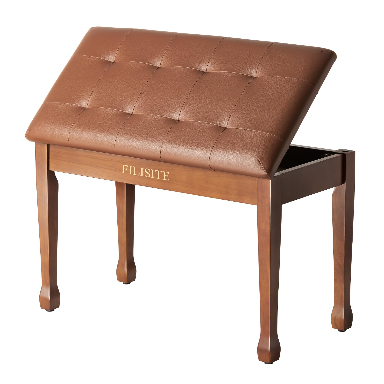 View 1 of ****RIPPIED***FILISITE Duet Piano Bench with Storage - Light Brown