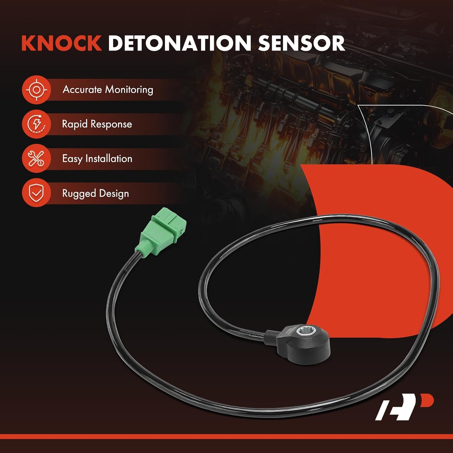 A-Premium Ignition Knock Detonation Sensor Compatible with Volkswagen Jetta, Passat, Golf, Touareg, Scirocco, Cabriolet & Audi A4, A6 Quattro, A8, 100 200 5000 80 90 A4 A8 V8 Quattro, RS6, S4, S6, S8