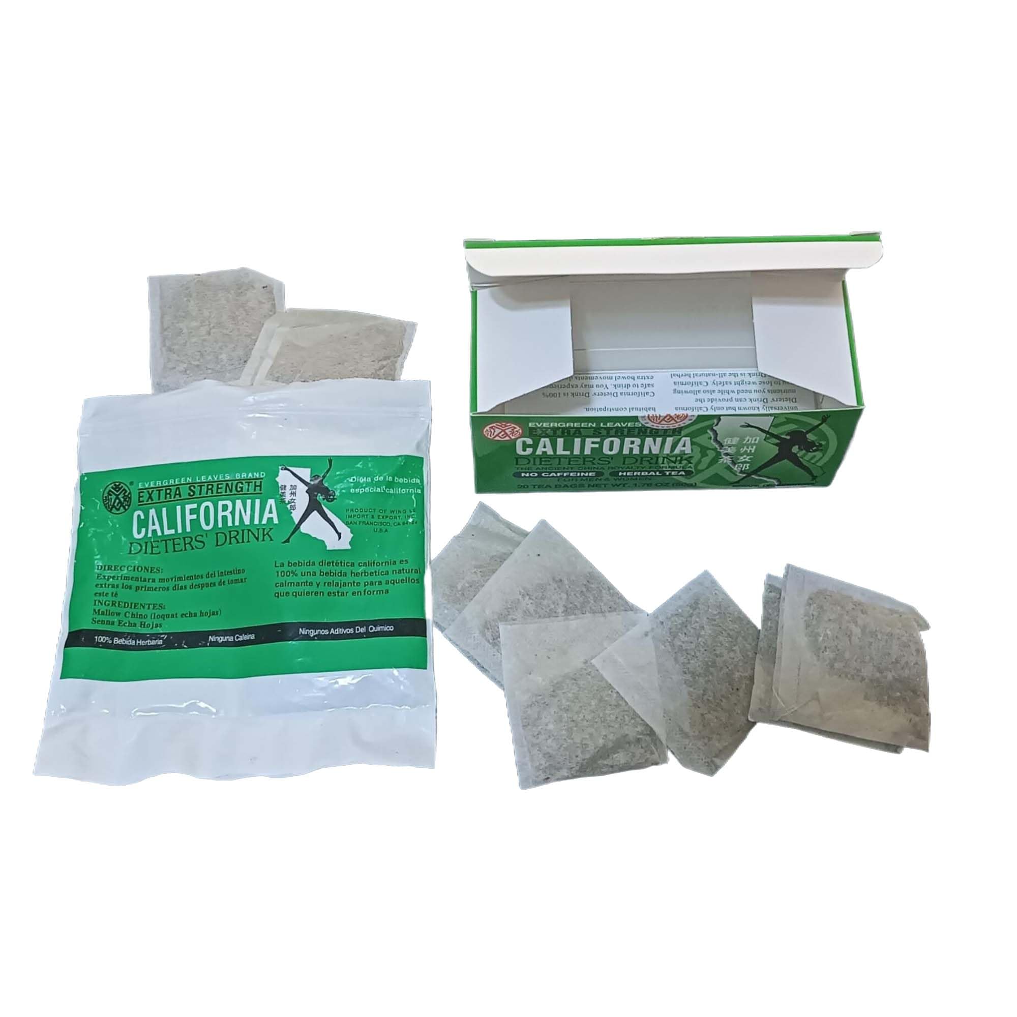 Evergreen Leaves California Dieters Drink – 4 Packungen extra starker Kräuter-Diättee mit Senna-Blättern, koffeinfreier Detox-Tee für schnelles Abnehmen des Körpers, Gewichtsmanagement, natürliche