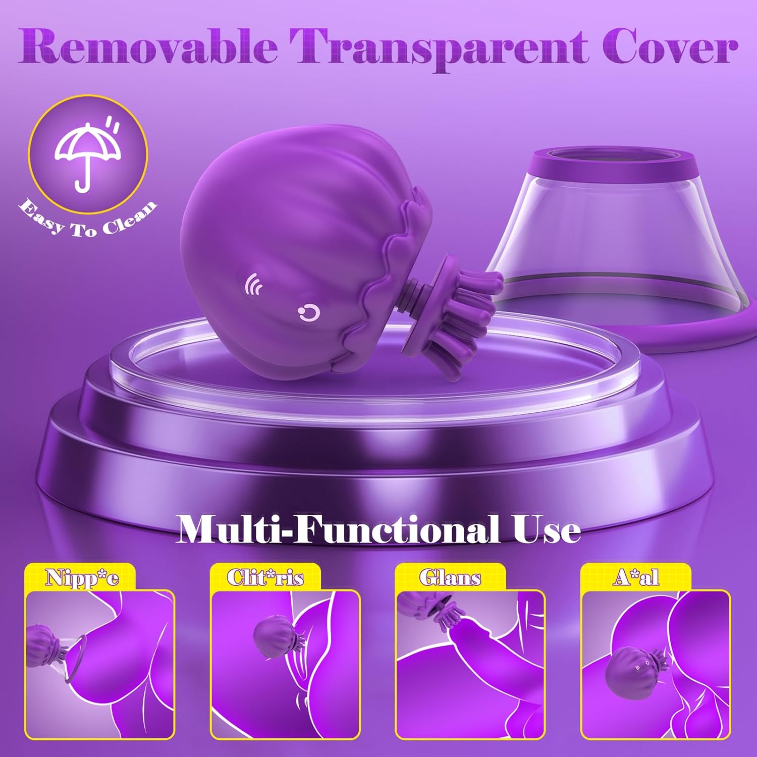 Nipple Toy Sex Toy Vibrator Suction Cup - Jellyfish Nipple Suction Cup with 10 Rotations and Powerful Sucking Function, Detachable Nipple Vibrator Adult Toy Clitoris Nipple Anal Stimulator