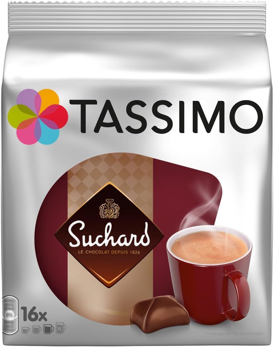 Suchard Hot Chocolate Syrup, 8-Count T-Discs For Tassimo Coffeemakers (Pack Of 2)