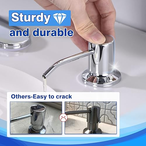 Vista 16 de WEWE - Dispensador de jabón dorado para fregadero de cocina, dispensador de jabón dorado cepillado con boquilla larga y bomba de jabón dorada