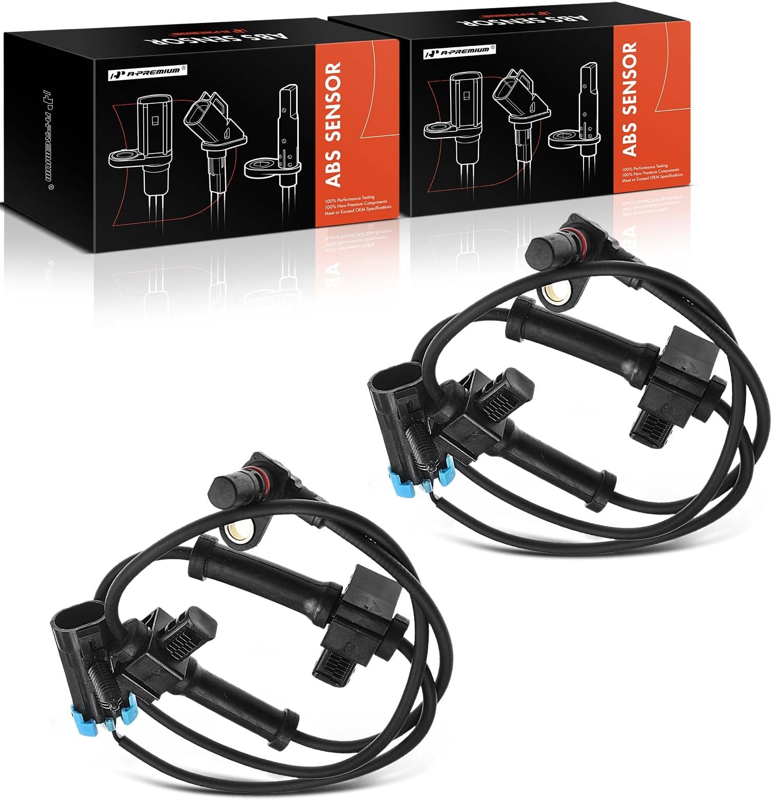 A-Premium ABS Wheel Speed Sensor Compatible with Hummer Models - H3 2006-2010, H3T 2009-2010 - Rear Driver and Passenger Side, (2-PC Set)