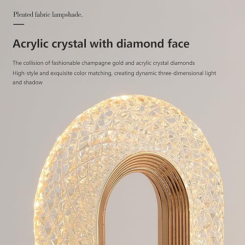 Miniatura 3 de plplaaoo Lámpara de mesa de cristal de 3 vías regulable moderna LED táctil de cristal lámpara de escritorio para dormitorio, blanco, oro rosa