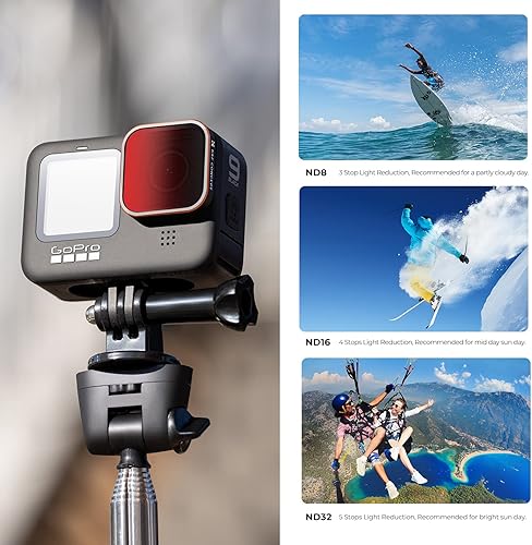 Miniatura 4 de K&F Concept Juego de filtros ND compatibles con GoPro Hero11, Hero10, Hero9 negro, paquete de 6 (CPLND8ND16ND32ND64ND1000) Hero 91011 accesorio para
