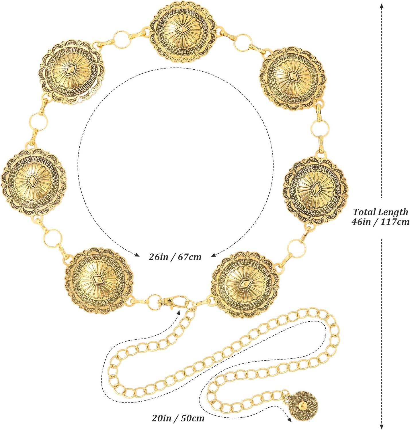 AWAYTR Chain Belt for Women – Adjustable Boho Metal Waist Chain Belt Gold Sliver for Dresses Jeans Country Concert Outfit - Image 3