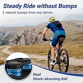 TONBUX Comfortable Bike Seat for Men & Women, Memory Foam Bike Saddle with Dual Shock Absorbing Ball, Universal Fit Bicycle Seat for Stationary, Mountain, Road, Cruiser, Electric Bike