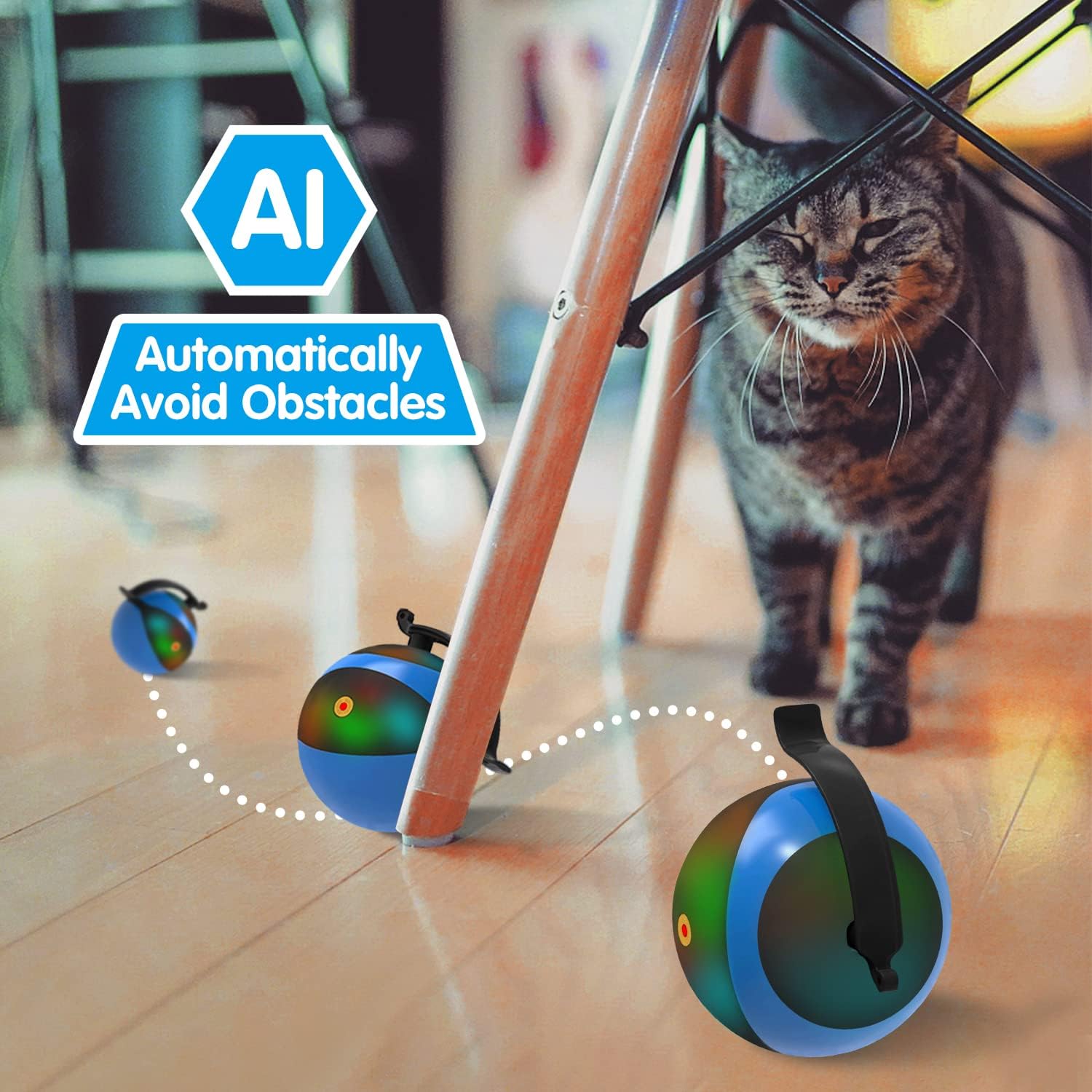 BABYLTRL Cat Toy, Automatic Moving Ball Bundle Feather Kitten Interactive Toys in Pack, Smart Electric Teaser Toys USB Rechargeable Hunting Exercise Toys Indoor Gifts for Kitten/Puppy/Small Dogs
