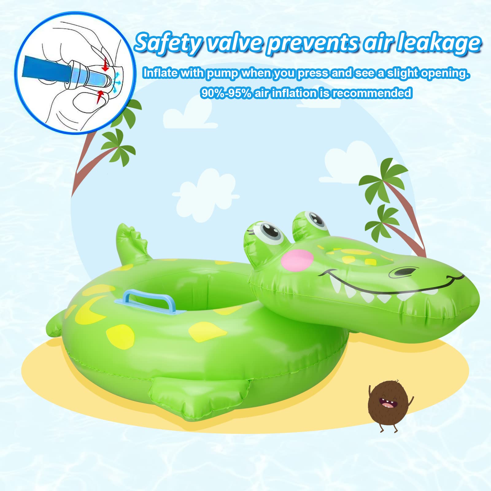 Anello di Nuoto a Forma Coccodrillo, 3D Baby Float Salvagente con Seggiolino, Salvagente Neonato Galleggiante Gonfiabile del Bambino Dell'anello di Nuoto del Bambino, Bambini Piscina Giocattolo