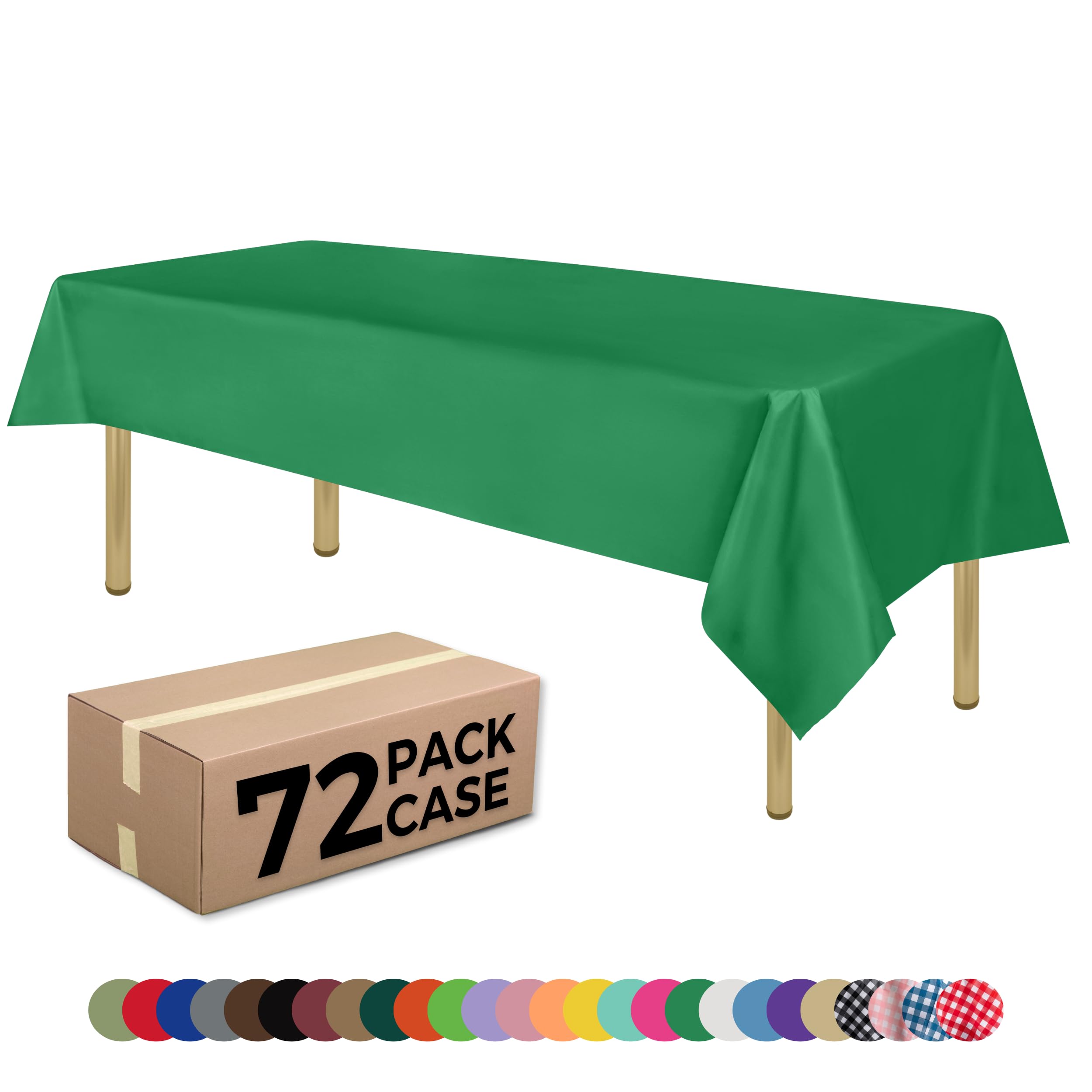 ZIMPLEWARE Green Standard Disposable Plastic Party Tablecloth [Case of 72] 54 x 108” Rectangle Table Cover for Indoor & Outdoor Use — image 1