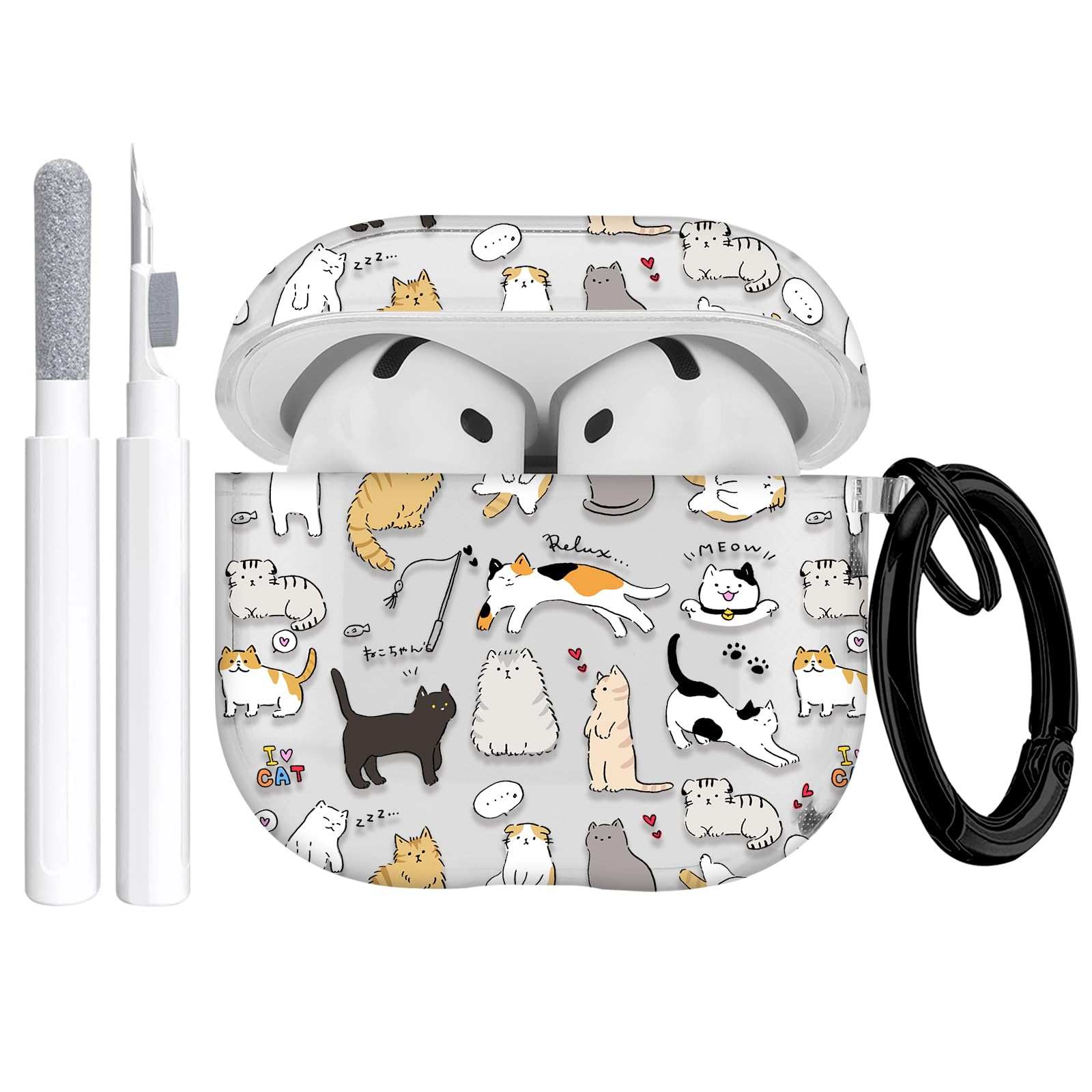 Gedicht for Apple Airpods 4th Generation Case Cover(2024), Protective TPU Soft Cases Cover Rugged for Airpods 4th Generation Case with Cleaner Kit &