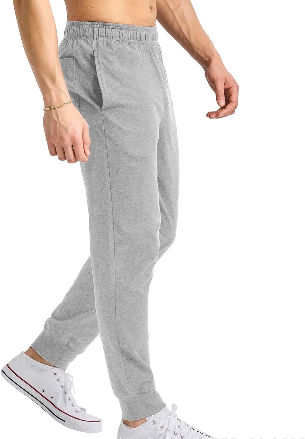 Men's Joggers Classic Tapered Pants Comfort Regular Fit Workout Trousers Solid Elastic Waist Workout Sweatpants