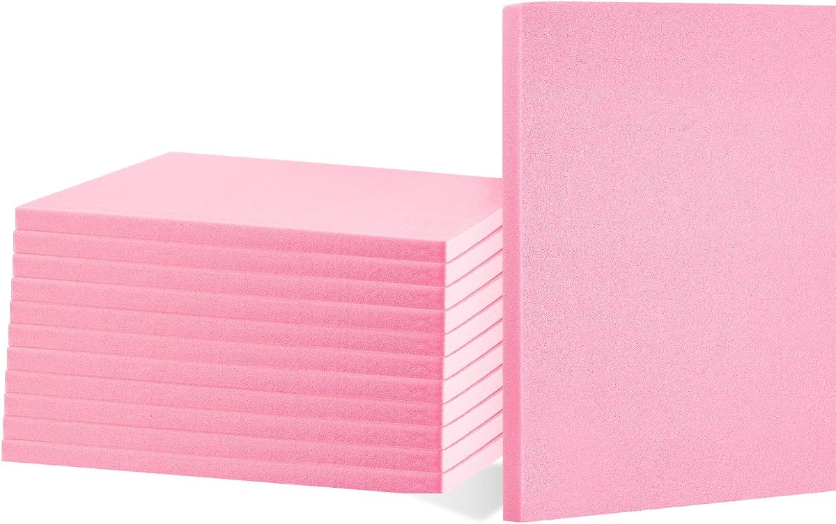 Frienda 12 piezas de tablero de espuma Xps, lámina de espuma para manualidades, 12.0 x 12.0 x 1/2 pulgadas, rosa | tablero de núcleo de espuma a granel, paneles de espuma gruesos, para manualidades, modelado, escultura, arreglo floral, apto para escuela, hogar, oficina