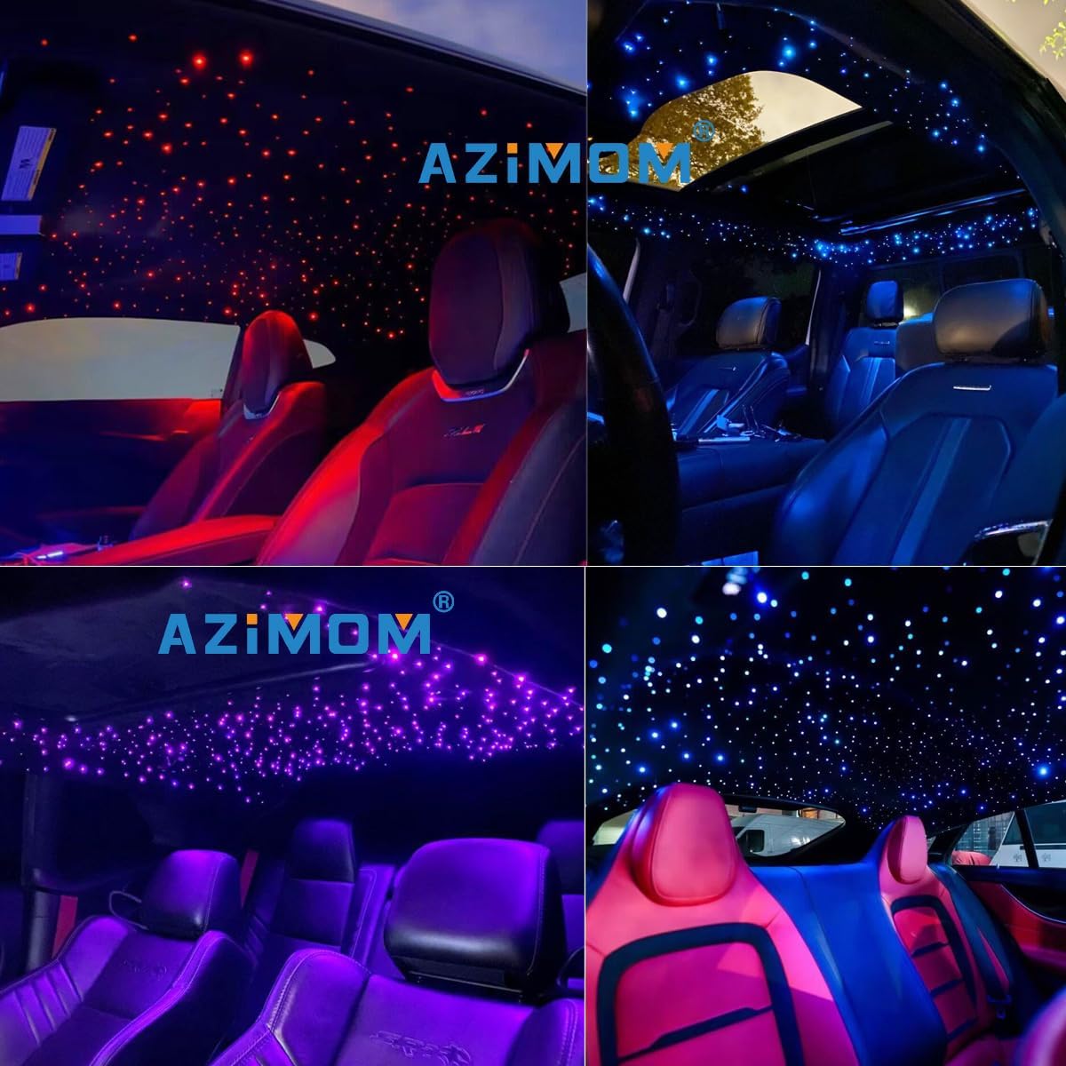 AZIMOM Mini 6W 500pcs Twinkle Fiber Optic Starlight Headliner Kit for Car Home 0.03in 9.8ft End Glow Fiber Strands Sound-Activated APP& Remote Control Starlight Engine