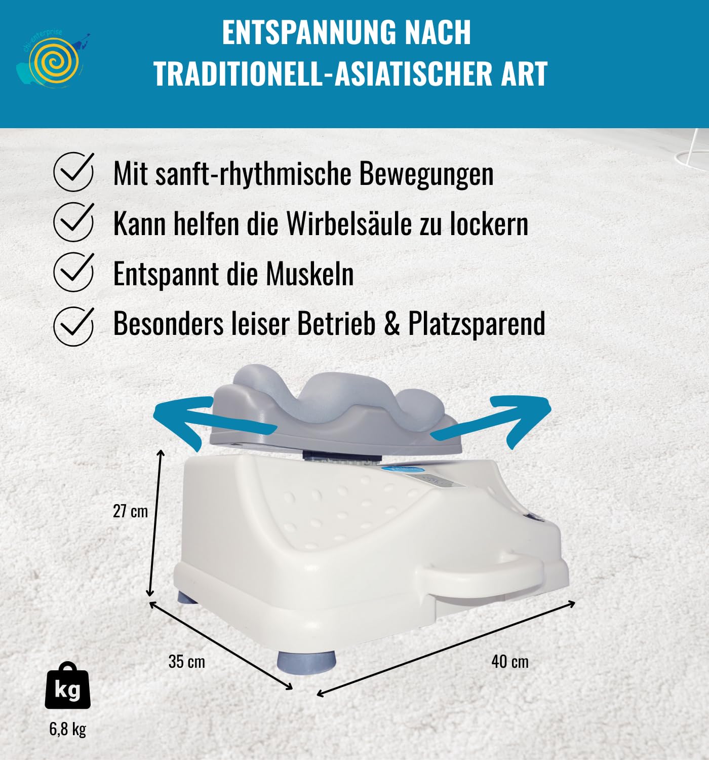 Chi Maschine Vitalizer Classic – Chi-Massagegerät mit LCD-Regler, 3 Programmen & 80–160 Bewegungen/Min. | Leiser Betrieb | Rhythmische Fischbewegung für Chi-Fluss & Vitalität von CHI-ENTERPRISE