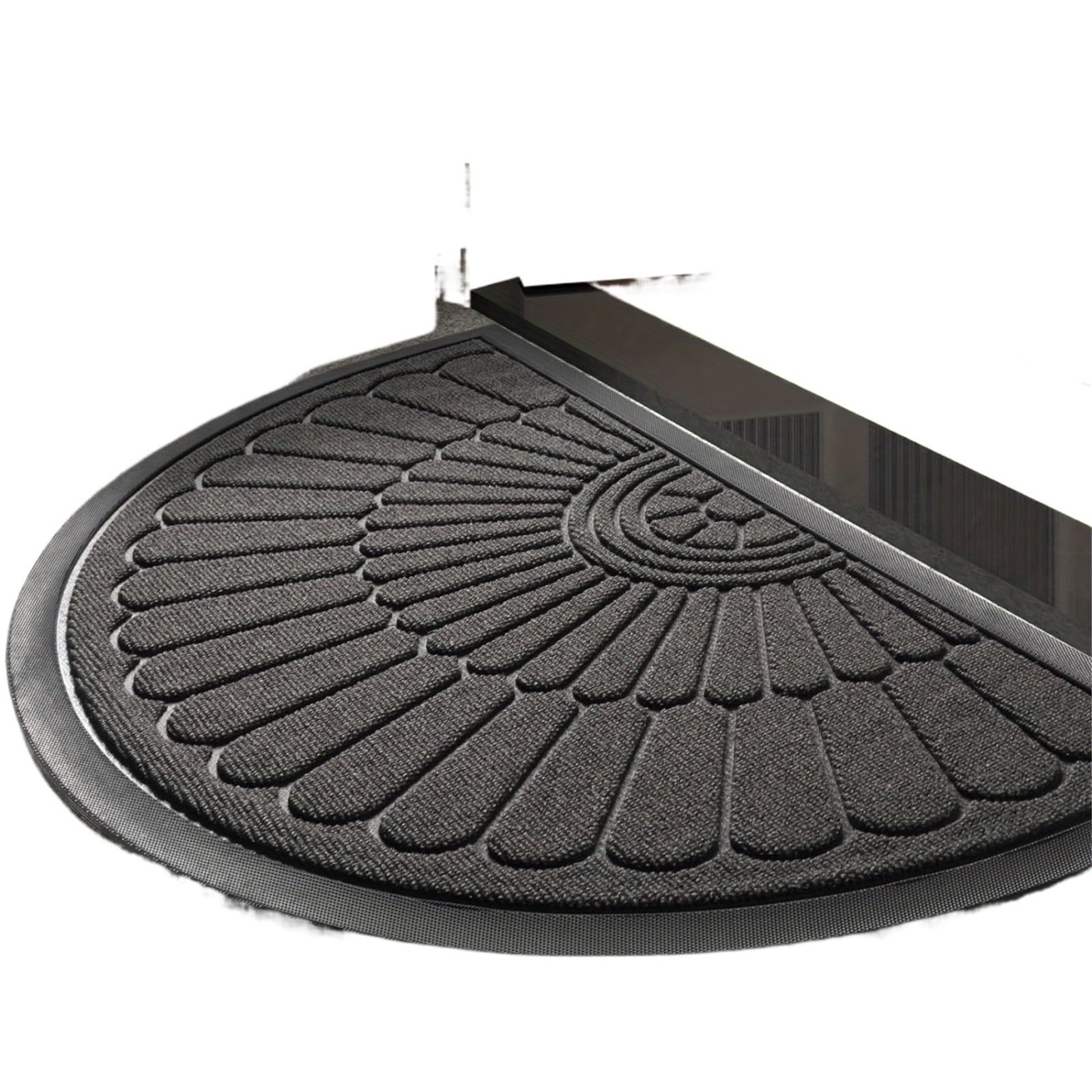 Paillasson Demi Lune Paillasson d'entrée extérieur et intérieur, 1 pièce, Semi-Circulaire en Caoutchouc Durable, antidérapant(Dark Gray,60 90cm)