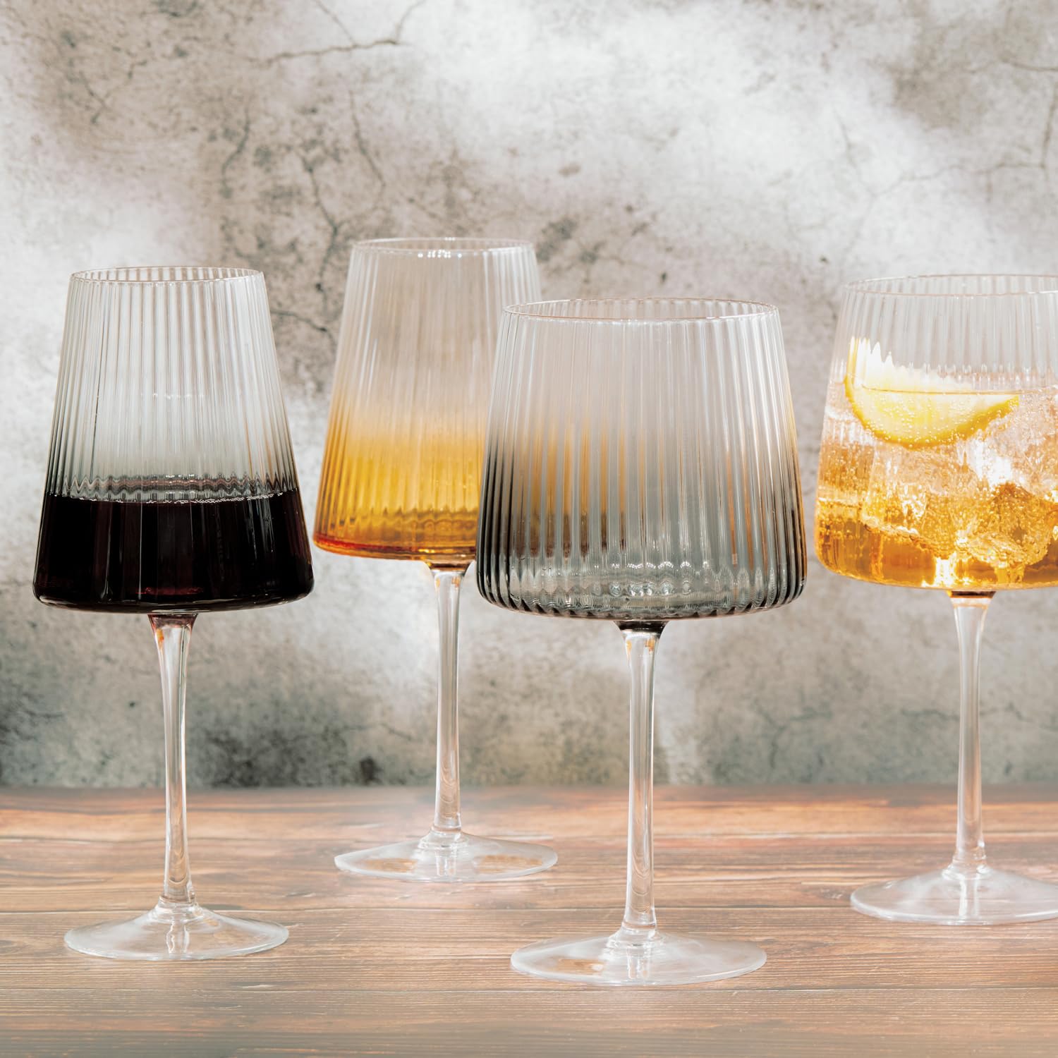 Empire Verres à Gin Fabriqués à la Main pour Vin, Cocktails ou Eau - 700 ml - Gris Fumé - Lot de 2 Élégants Verres à Cocktail