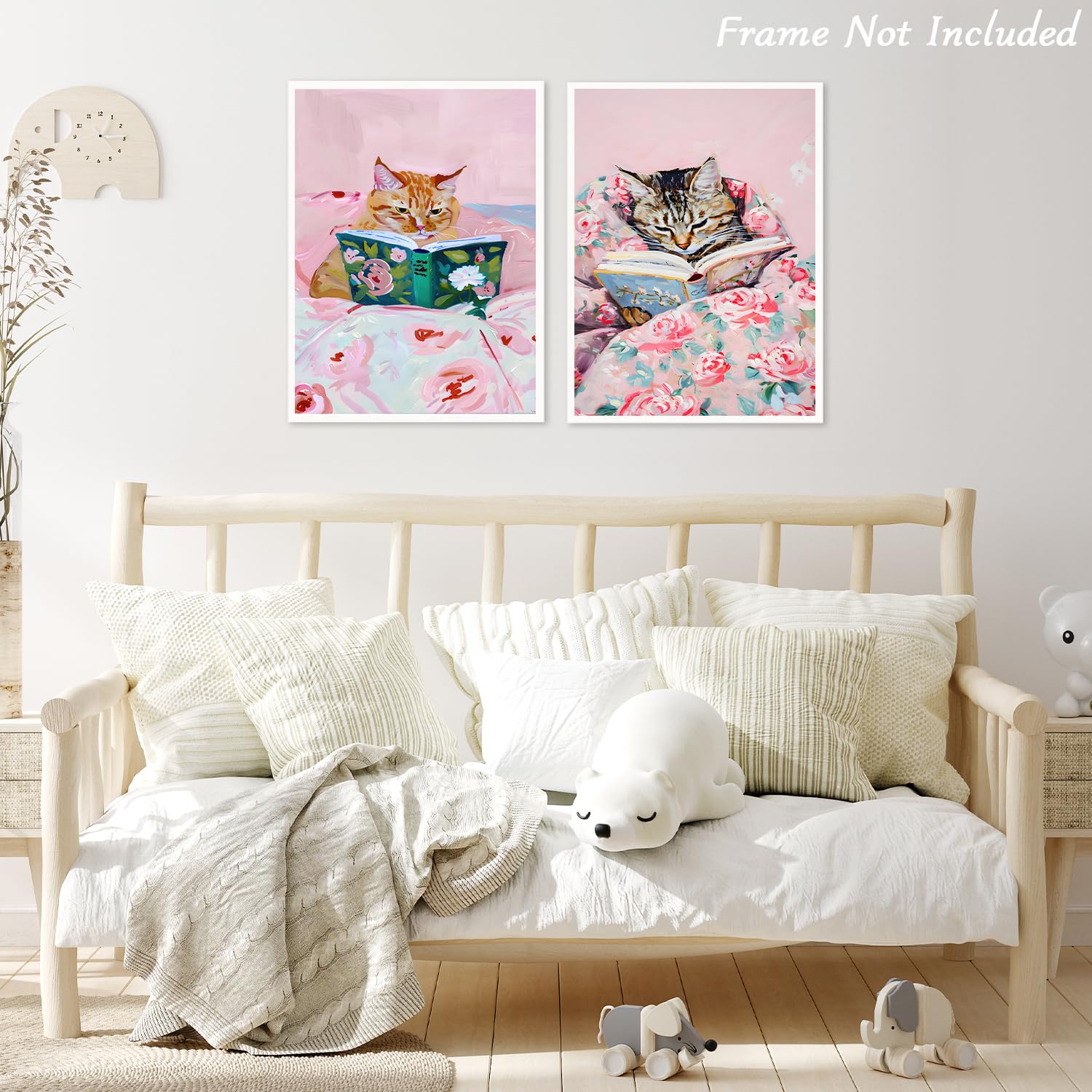 Dazzlewall 4Pcs Funny Cat Reading Book Wall Art Posters, Vintage Cat Aesthetic for Bedroom Room Decor 8x10 in - Image 4