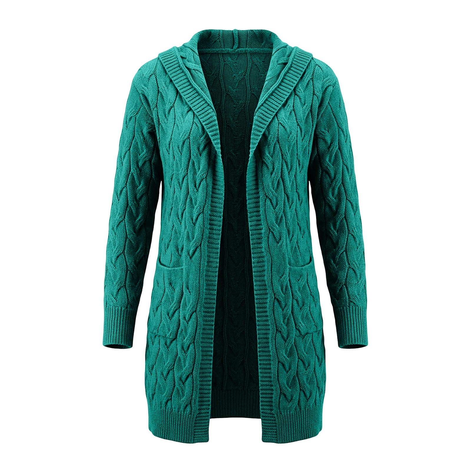 Cardigan Femme Capuche Torsadé Long Boutonné Chaud Chic Mode Casual