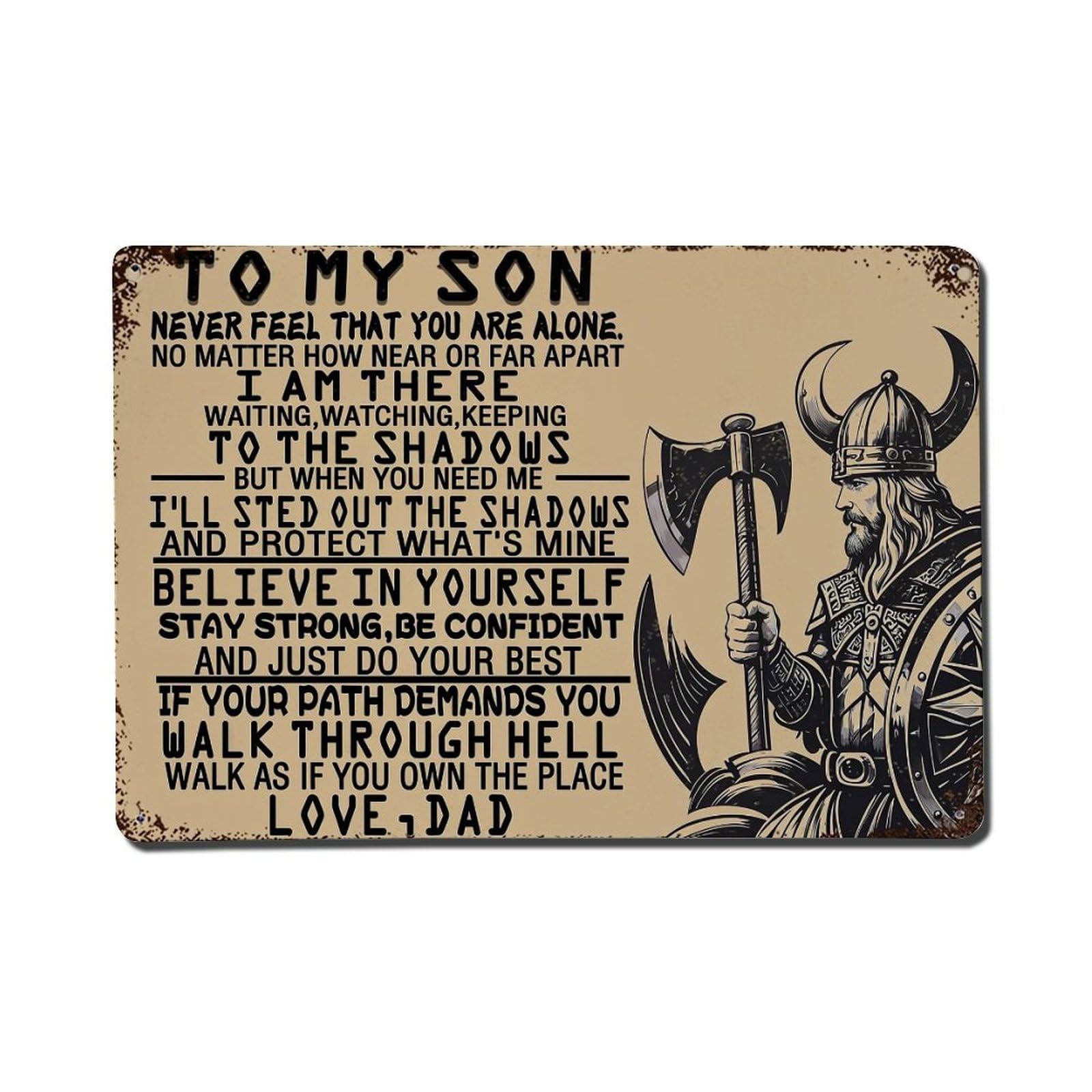 Viking Warrior Holding Axe Vintage Tin Sign Retro Metal Wall Decor Metal Poster, Home Bar Garage Farmhouse Cafe Wall Art Decoration 8x12Inches