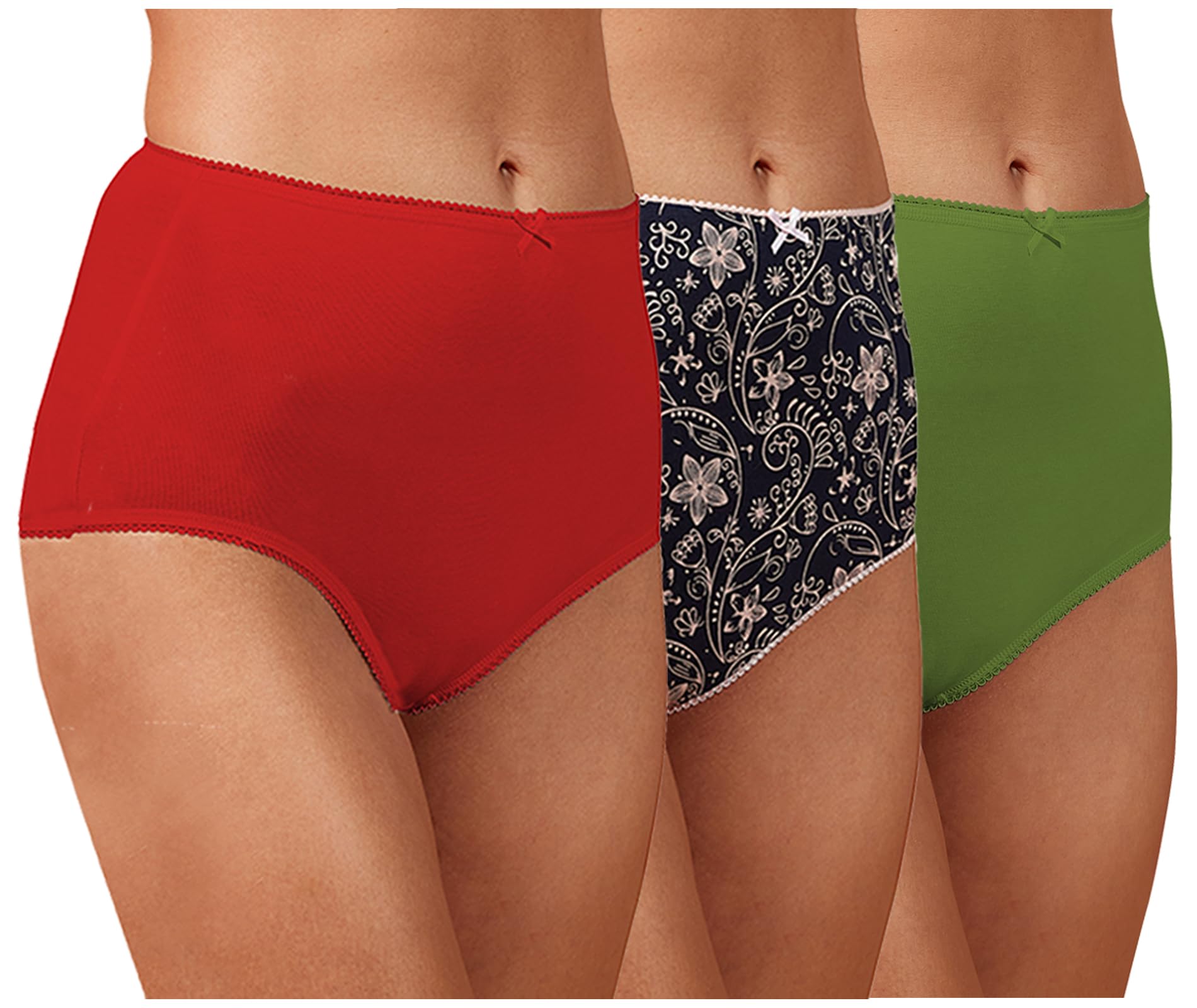 High Waist Cotton Plus Size Underwear Full Coverage Innerwear Panty Set for Women and Teenage Girls Hipster Brief for Daily Use Combo Pack (Assorted Prints and Colors) Multicolor-image-16