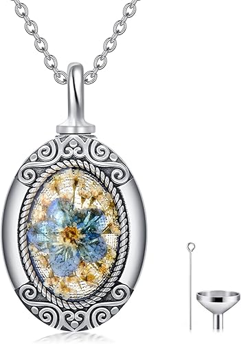 CUPENDA Urn Necklace for Ashes 925 Sterling Silver CatFoxDogOpalGuitar Pet Cremation Memorial Keepsake Jewelry for Ashes for Women